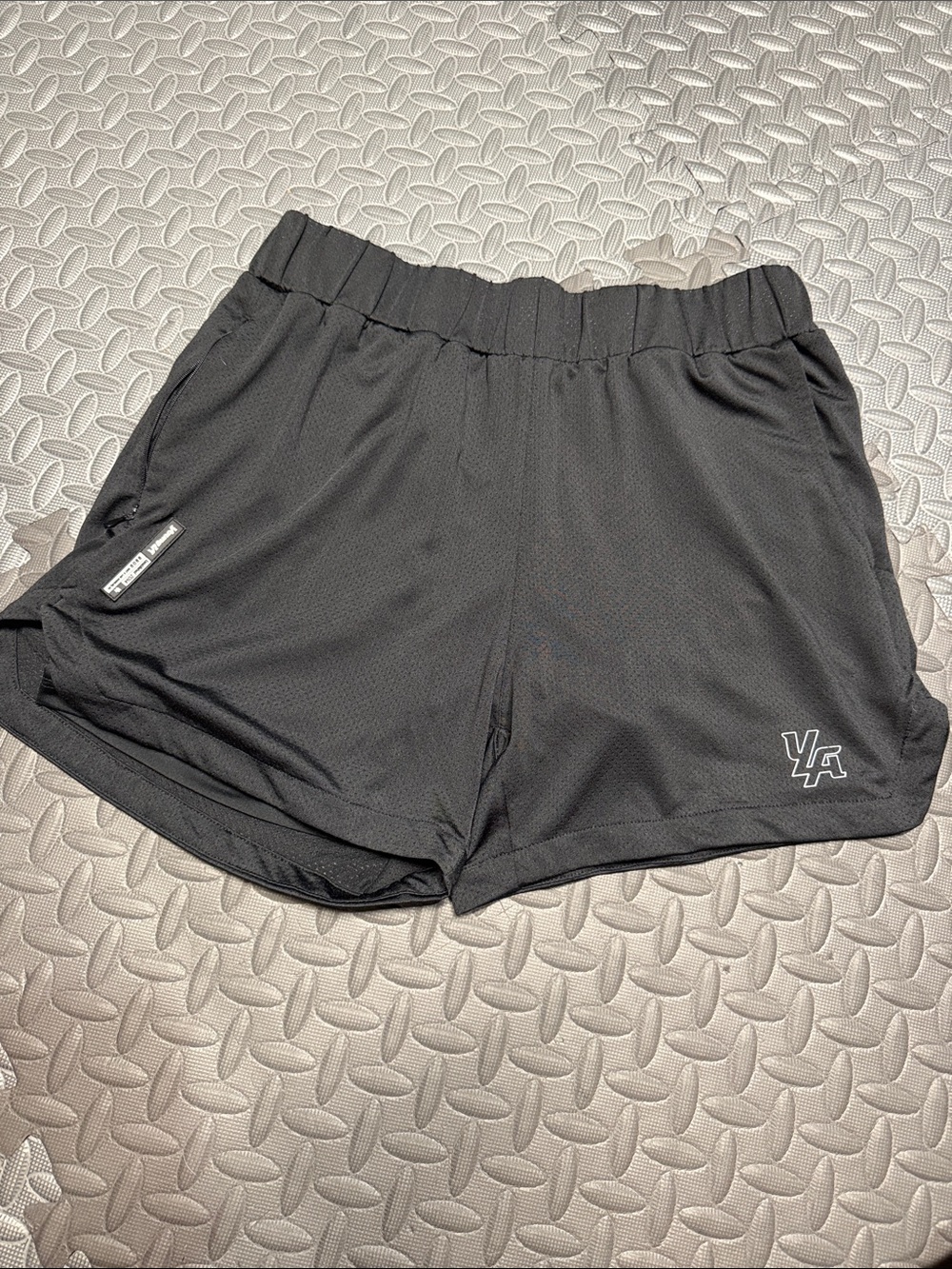 YoungLA Black Athletic Mesh Shorts with compression shorts liner